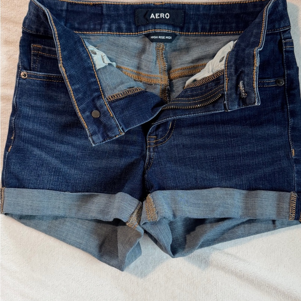 Aero High Rise Denim Shorts